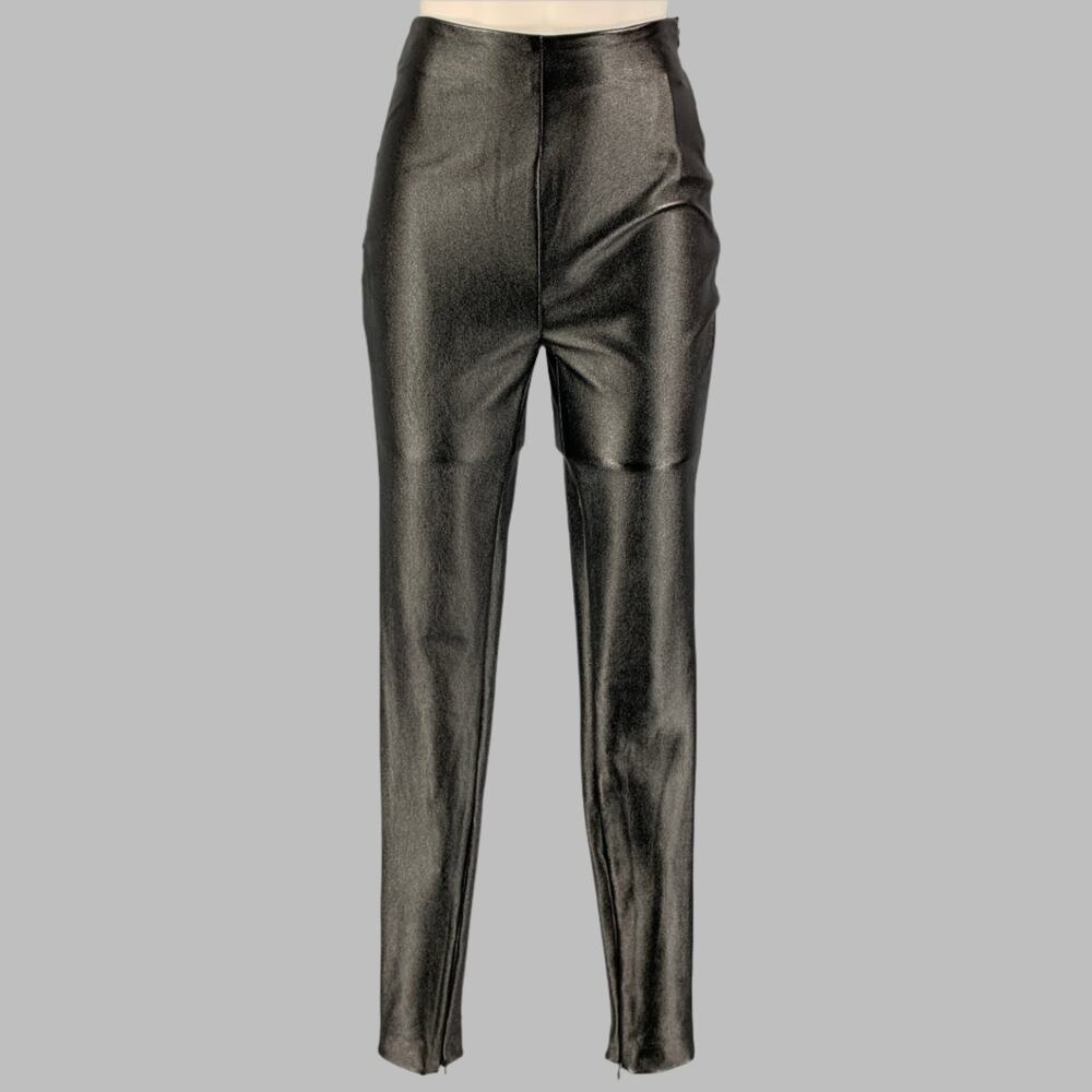 STAND STUDIO Size 0 Black Faux Leather Shimmer Side Zipper Leggings